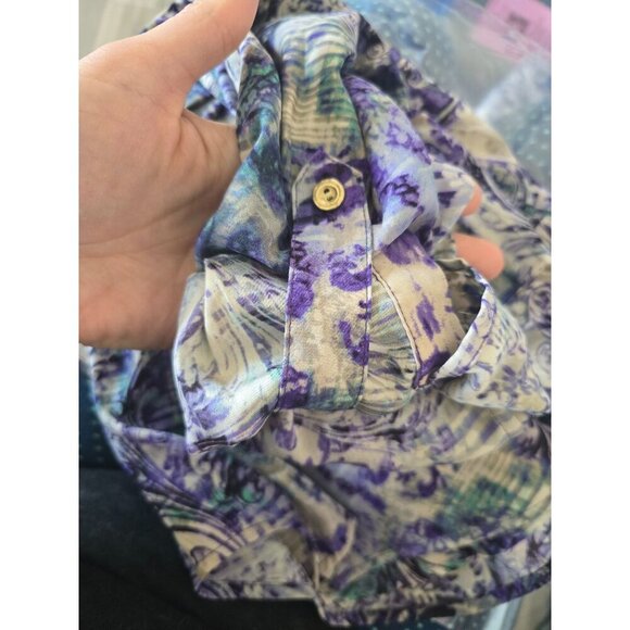 Chicos Divine Damask Athens Shirt Style Size 1 Women's Medium Roll Tab Sleeves - Picture 7 of 10